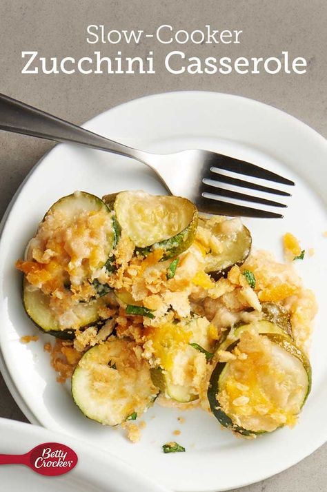 This simple slow-cooker casserole is the perfect, no-fuss way to use up your freshly picked zucchini. Expert tip: You can mix the crumb topping ingredients together and add them at the beginning of cooking -- you will lose the crunchy texture but it will still be a nice, buttery topping for this dish. If you don’t want to use Cheddar, Parmesan cheese is a lovely, nutty addition! Crockpot Zucchini Casserole, Zucchini In Crockpot, Zucchini Slow Cooker Recipes, Crock Pot Zucchini Recipes, Slow Cooker Zucchini Recipes, Crockpot Zucchini Recipes, Zucchini Crockpot Recipes, Picked Zucchini, Slow Cooker Vegetables