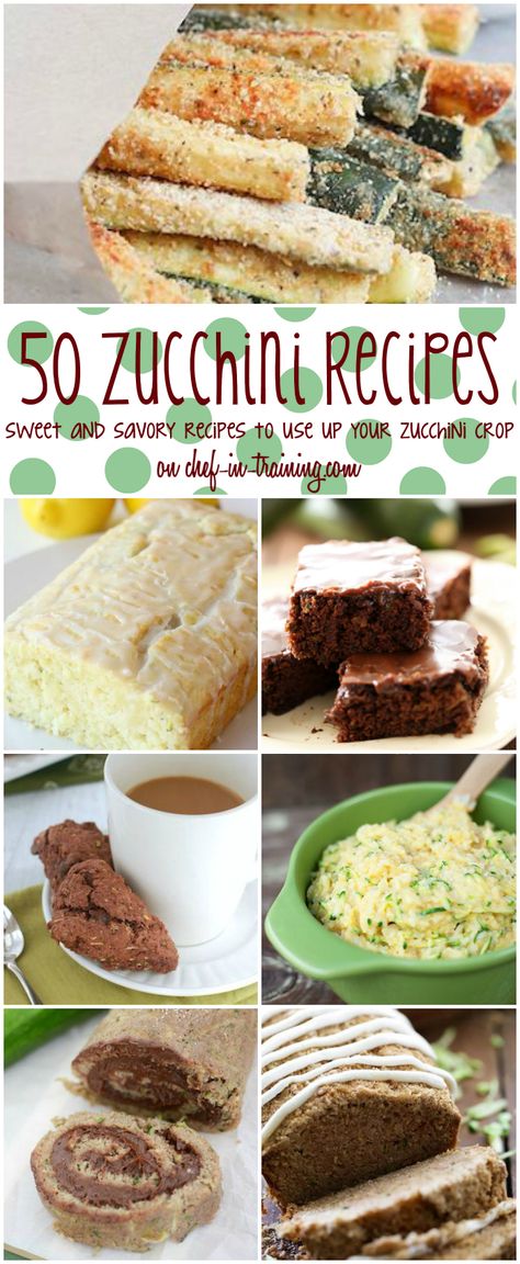 50+ Zucchini Recipes on chef-in-training.com …If you have zucchini that you are looking to use up, then this is the list for you! Zucchini Scones, Fritters Zucchini, Zucchini Bundt Cake, Noodles Shrimp, Bread Zucchini, Carrot Zucchini Muffins, Pancakes Chocolate, Zucchini Rice, Zucchini Cookies