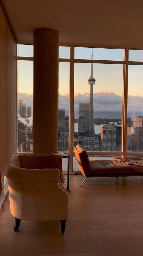 Toronto Penthouse, Penthouse Ideas, Toronto Apartment, Dream House Aesthetic, City View Apartment, Toronto Girls, Toronto Condo, Canada House, Apartment View