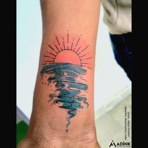 Watercolor Sunset Tattoo, Sunset Tattoo, Sunset Tattoos, Watercolor Sunset, I Tattoo, Tattoos, Pink, Quick Saves