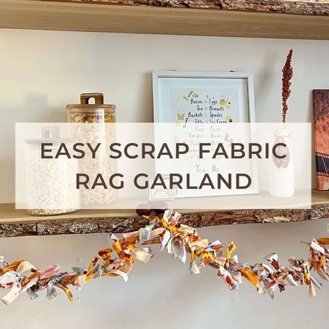 Simple Rag Garland DIY Tutorial with Scrap Fabric Fabric Pennant Garland, Denim Garland Diy, Fabric Strip Garland Diy, Diy Fabric Garland How To Make, Rag Swag Garland, Fabric Scrap Garland, Fabric Chain Garland, Scrap Fabric Garland, Rag Garland Diy How To Make