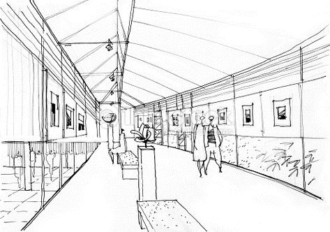 art Gallery . Art Gallery Perspective Drawing, Interior Architecture Sketch, Background Tutorial, Interior Design Sketchbook, Conceptual Sketches, Perspective Sketch, Museum Interior, Furniture Design Sketches, Interior Design Renderings