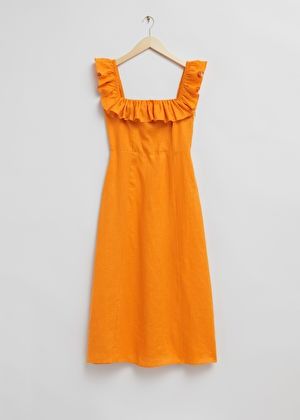 Dresses | Find your perfect dress | & Other Stories Rock Hat, Orange Midi Dress, Linen Sweater, Linen Midi Dress, Midi Ruffle Dress, Womens Fashion For Work, Dresses Uk, Blue Midi Dress, Fashion Story