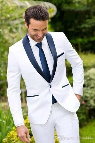 New Classic Design White Groom Tuxedos Groomsmen Best Man Suit Men's Wedding Suits Bridegroom Business Suits (Jacket+Pants+Tie) Cheap Groom Tuxedo Blue, White Tuxedo Wedding, Men Suits Wedding, White Wedding Suit, White Tux, Groom Wedding Attire, Wedding Suits Groom, Groom Tuxedo, White Tuxedo