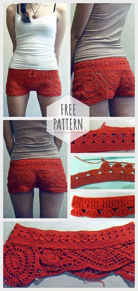 Fishnet Crochet Shorts Pattern Fishnet Crochet, Shorts Pattern Free, Crochet Shorts Pattern, Pillow Flower, Crochet Basket Pattern Free, Shorts Crochet, Crochet Pants, Shorts Pattern, Gloves Pattern