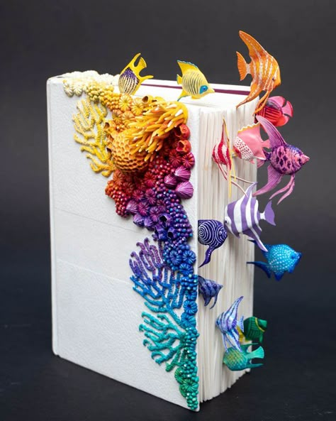 Knowledge? — Stephanie Kilgast - Contemporary Sculptures and Art Stephanie Kilgast, Final Art Project, Under The Sea Art, Polymer Clay Books, Activism Art, Clay Gifts, Printed Background, Polymer Clay Gifts, Shadow Box Art