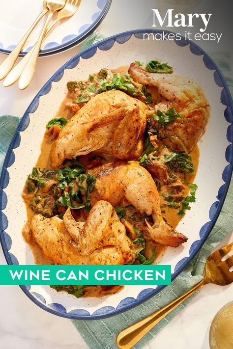 Wine Can Chicken, Mary Berg, Can Chicken Recipes, Can Chicken, Beer Can Chicken, Gourmet Cooking, Canned Chicken, Chicken Dishes Recipes, Homemade Pasta