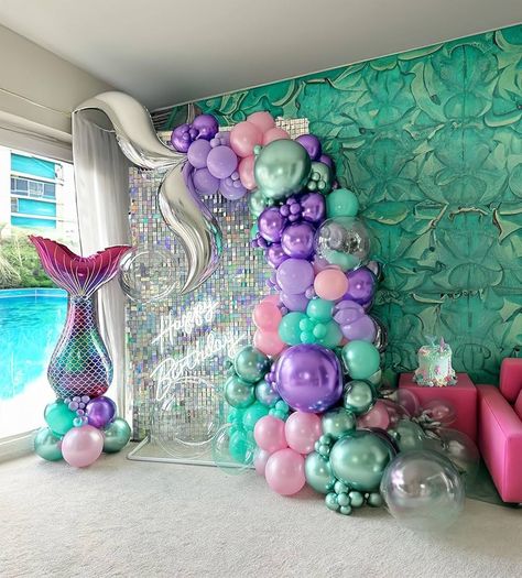 Amazon.com: Yeewaka Mermaid balloon garland arch kit 140pcs Teal Purple Pink green balloon with mermaid tail mylar balloon for summer little Mermaid Theme party decorations : Toys & Games Mermaid Party Color Scheme, Mermaid Bday Party, Mermaid Theme Decoration, Mermaid Theme Birthday Party Decorations, Mermaid Theme Party Decorations, Concert Backdrop, Little Mermaid Theme Party, Mermaid Balloon Arch, Mermaid Balloon Garland