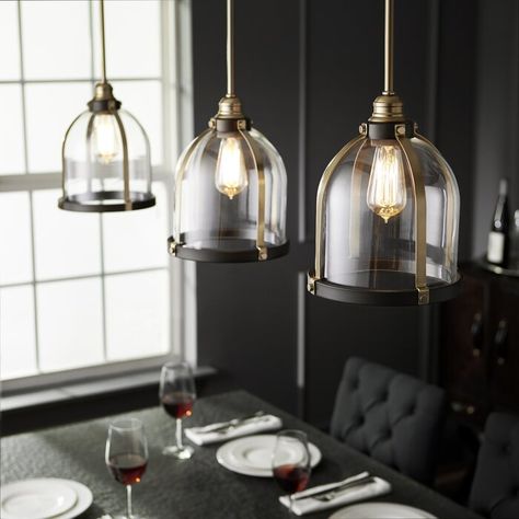 Breakwater Bay Doucette 1 - Light Single Bell Pendant - Wayfair Canada Quorum Lighting, Kitchen Island Pendants, Reno Ideas, Bell Pendant, Kitchen Pendants, Kitchen Pendant Lighting, Kitchen Reno, Lantern Pendant, Island Lighting