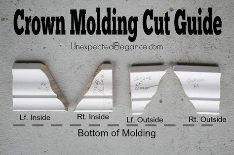 Get some great Tips for Hanging Crown Molding Like a Pro. It's not as hard as you might think!! Cut Crown Molding, House Flipping, Pintura Exterior, Trim Work, Diy Home Repair, Crown Molding, Remodeling Ideas, Home Repairs, Diy Home Improvement