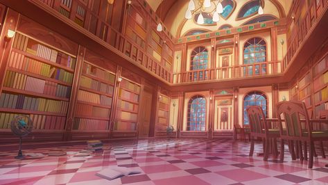 ArtStation - Fantasy library night ver Royal Library Fantasy Art, Anime Library Wallpaper, Anime Library Background, Library Wallpaper Iphone, Anime Library, Library Concept, Library Wallpaper, Fantasy Library, Library Background