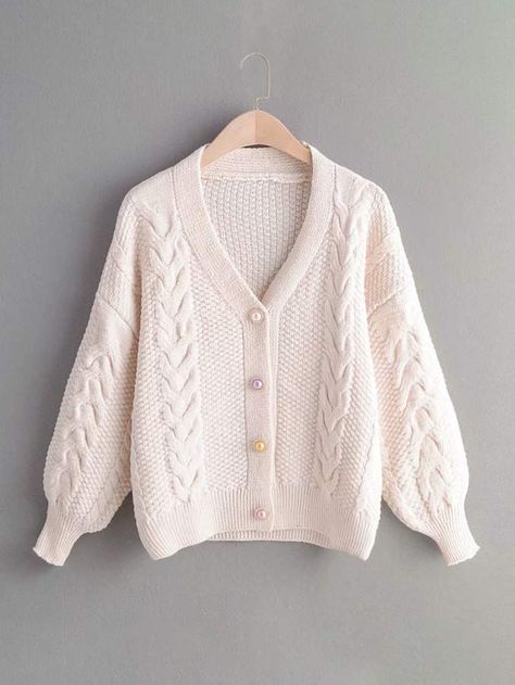 Cardigan Korean Style, Sweater Rajut, Cable Knit Cardigan, Simple Trendy Outfits, Online Clothing Stores, Crochet Clothes, Cardigans For Women, Cardigan Sweater, Cable Knit