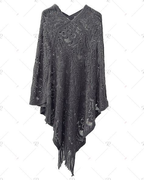 Hollow Out Fringe Irregular Pullover Shawl Sweater , #sponsored, #Irregular, #Fringe, #Hollow, #Sweater, #Shawl #affiliate Cape Shawl, Shawl Sweater, Poncho Wrap, Poncho Shawl, Cape Sweater, Crochet Fringe, Crochet Shawls And Wraps, Cowl Neck Top, Crochet Poncho