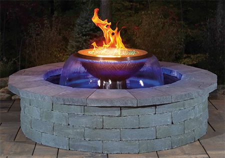 Fire & Water Kits | Cambridge Pavingstones - Outdoor Living Solutions with ArmorTec Trough Fire Pit, Fire Pit With Water Feature, Patio Water Feature, Cambridge Pavingstones, Backyard Fire Pit, Backyard Layout, Pool Water Features, Backyard Kitchen, Outdoor Fountain