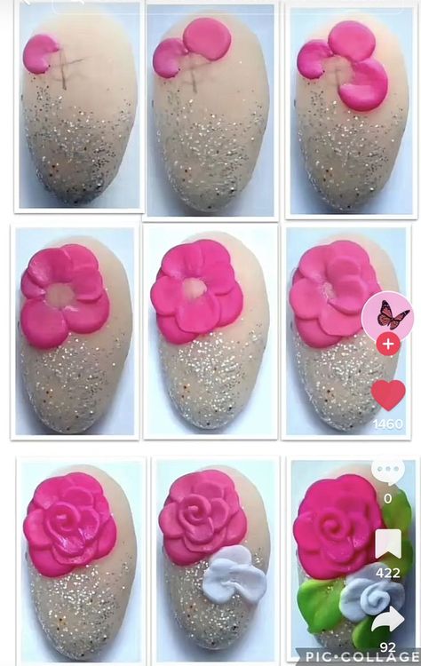 3d Nail Art For Beginners, 3d Nail Art Gel, Acrylic Rose Nails 3d, 3 D Nails Designs Art Ideas, 4d Flower Nail Art, Rose Acrylic Nails Design, How To Do Acrylic Flowers On Nails, 3d Nail Art Designs Acrylics, Acrylic 3d Nail Art