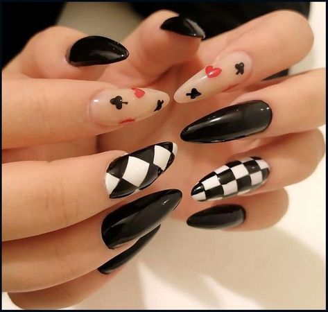 Hisoka Nails, Anime Nails, Goth Nails, Grunge Nails, Simple Acrylic Nails, Kawaii Nails, Short Acrylic Nails Designs, Nails Desing, Pretty Acrylic Nails