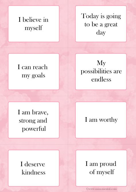 50 Positive Affirmations with Free Affirmation Cards #AffirmationCards #PositiveVibes #SelfLove #DailyAffirmations Printable Affirmations For Women, Words Of Affirmation Printables, Mental Health Affirmation Cards, Free Affirmation Cards, Life Affirmation, Quote Jar, Quotes Encouragement, Health Affirmations, Positive Affirmation Cards