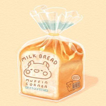 Food Art Painting, 귀여운 음식 그림, Milk Bread, Food Artwork, Food Illustration Art, Cute Food Drawings, Cute Food Art, Cute Doodles Drawings, Cute Kawaii Drawings