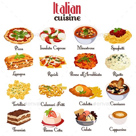 Kue Macaroon, Makanan Italia, Italian Cuisine Recipe, Drawing Food, Different Foods, Culinary Cooking, Indian Foods, Italian Recipes Traditional, Food Infographic