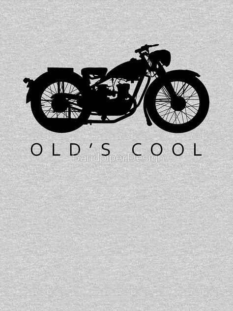 "Old's Cool - Vintage Motorcycle Silhouette (Black)" T-shirt by SandpiperDe #Aff , #Aff, #Motorcycle, #Vintage, #Cool, #Silhouette Vintage Motorcycle Art Design, Vintage Harley Davidson Art, Royal Enfield Stickers, Motorcycle Silhouette, Batman Dog, Vintage Motorcycle Art, Bike Tattoo, Old Scool, Motorcycle Artwork