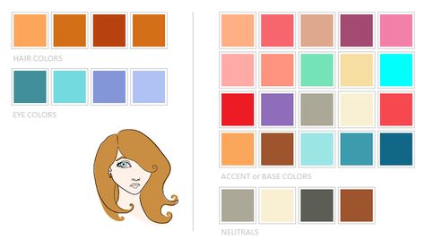 Spring/Summer color palette. Hair is strawberry to reddish copper brown, eyes are light blue, aqua or teal. Capsule Wardrobe Colors, Spring Summer Color Palette, True Spring Color Palette, Color Analysis Summer, True Spring Colors, Wardrobe Colors, Bright Blue Hair, Red Hair Blue Eyes, Blue Eye Color