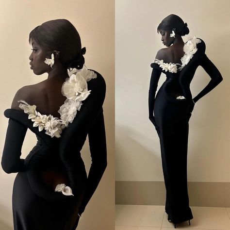 anok yai’s wearing quine li dress for vogue’s annual pre-met gala party Anok Yai Met Gala, 1950s Aesthetic, Anok Yai, Gala Party, Fashion Artwork, Dress Makeup, Leopard Dress, Dreamy Wedding, Black American