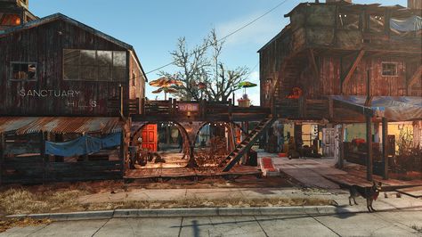 Sanctuary Hills - version 2 - Album on Imgur Fallout Settlement, Fallout 4 Settlement Ideas, Fallout 4 Settlement, Vault 111, Fallout 4 Mods, Post Apocalyptic Art, Fallout Game, Fallout Art, Fall Out 4