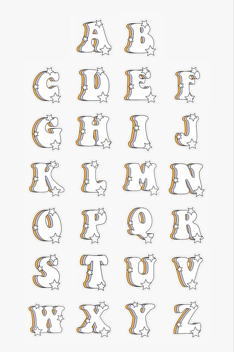 Cute Lettering, Letters Stickers, Letter Aesthetic, Yellow Letters, Scrapbook Letters, Preppy Stickers, Printable Alphabet Letters, Graffiti Lettering Fonts, Graphisches Design