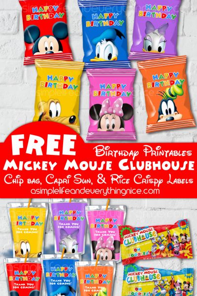 A Simple Life and Everything Nice - Page 4 of 11 - Free Party Printables, Party Ideas, and Crafts Mickey Mouse Clubhouse Birthday Decor, Birthday Chip Bag Ideas, Mickey And Friends Birthday Party Ideas, Mickey Mouse Clubhouse Treats, Diy Mickey Mouse Clubhouse Decorations, Mickey Mouse Birthday Diy, Mickey Mouse Birthday Printables, Chips Bags Ideas, Mickey Clubhouse Birthday