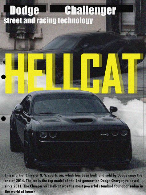 Hellcat Dodge Challenger, Dodge Challenger Poster, Car Homescreen, Dodge Poster, Dodge Hellcat Demon, Hellcat Jailbreak, Vintage Racing Poster, Alternative Design, Diy Mechanics