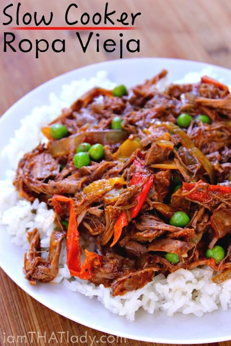 ropa vieja Tops Vieja, Ropa Vieja Recipe, Cuban Food, Dump Meals, Crockpot Recipe, Cuban Recipes, Skirt Steak, Crock Pot Slow Cooker, Think Food