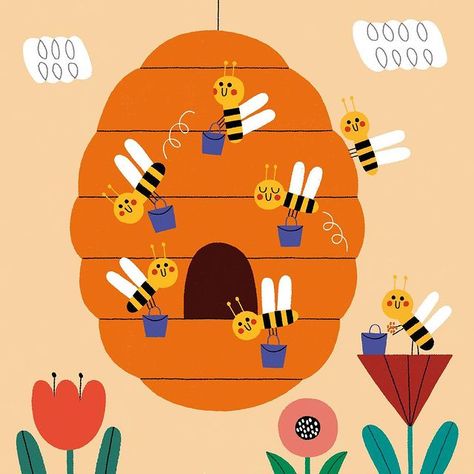 Teresa Bellón on Instagram: “💫🌹🐝 #illustration #drawing #love #flower #bee #book” Bee Hive Illustration, Hive Illustration, Honey Bee Illustration, Bee And Flower, Bee Book, Drawing Love, Bee Illustration, Instagram Illustration, Save The Bees