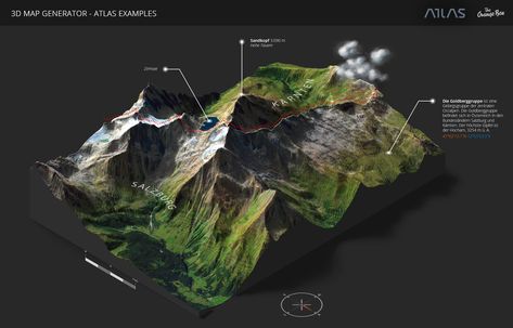 3D Map Generator - Atlas - From Heightmap to real 3D map #AD #Atlas, #Generator, #Map, #map Topographic Map Art, Earth Day Drawing, 3d Maps, Map Generator, 3d Mapping, 3d Modeling Tutorial, 3d Map, Data Visualization Design, Terrain Map