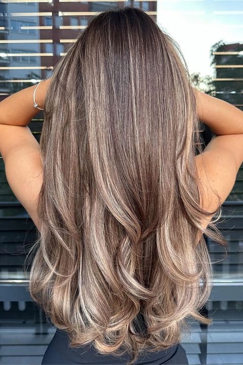 Ash Blonde Balayage On Light Brown Hair, Balayage From Brown To Blonde, Highlights Into Balayage Blonde, Balayage Over Highlights, Hair For Fall Blonde, Cool Toned Brown Hair Highlights, Fall Hair Colors Ash Brown, Brunette Hair With Ashy Blonde Highlights, Blonde On Brown Highlights