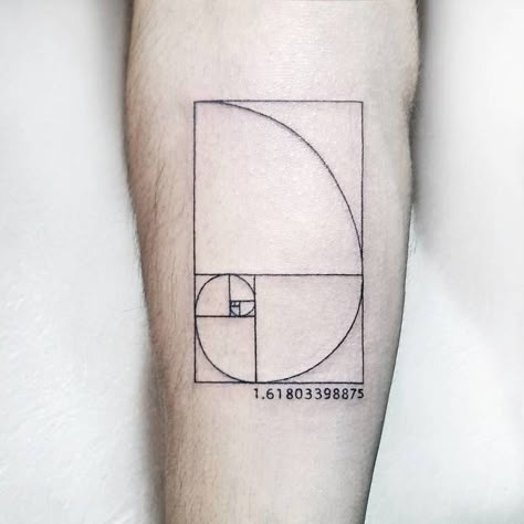 Aesthetic Geometry, Golden Ratio Tattoo, Fibonacci Tattoo, Golden Section, Spiral Tattoos, Tattoo Background, Men Tattoos, Shape Tattoo, Geometry Tattoo