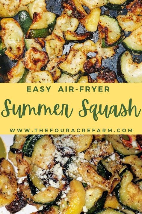 Squash In Air Fryer Oven, Roasted Zucchini And Yellow Squash Air Fryer, Air Fryer Squash And Onions, Crispy Squash And Zucchini, Airfryer Squash And Zucchini, Green Squash Recipes, Green Squash Recipe, Air Fryer Squash Recipes, Zuchini And Squash Recipes