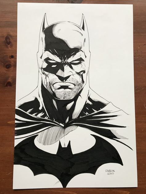 Batman Ink Art, Batman Sketch Comic Art, Dc Drawings Sketches, Jason Fabok Art, Batman Drawing Sketches, Batman Tattoo Ideas, Easy Portrait Drawing, Batman Art Drawing, Batman Sketch