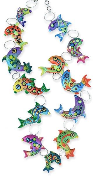 Polymer Clay Fish, Polymer Art, Clay Fish, Polymer Inspiration, Fish Necklace, Poly Clay, Polymer Crafts, Polymer Jewelry, Polymer Clay Necklace