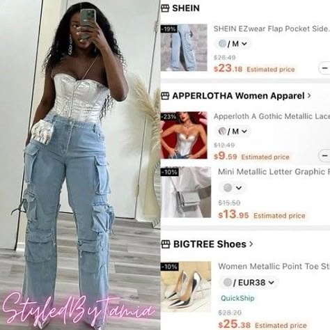 Nut Shein Jeans Outfit, Shein Outfits 2024 Baddie, Date Night Outfit Black Woman Shein, Cute Valentines Day Outfits Black Women, 20 Year Old Birthday Ideas Woman Outfit, Concert Shein Outfits, November Birthday Outfit Women, Shein Brunch Outfit Ideas Black Women, Birthday Outfits From Shein