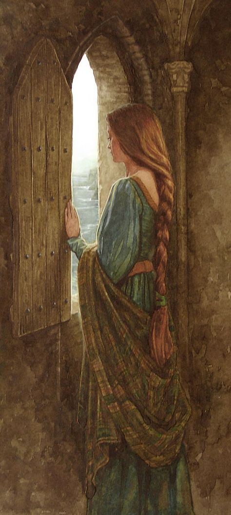 Vintage Fairy Art Aesthetic, Woman Writing Painting, Women From Spain, Medieval Woman Painting, Pre Raphaelite Hair, Medieval Fairytale Aesthetic, Preraphaelites Aesthetic, Scottish Princess Aesthetic, Medieval Illustration Fantasy Art