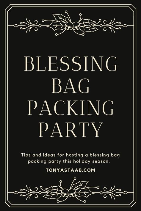 Host a blessing bag packing party with friends this holiday season to help those less fortunate. It's a great activity for kids too. Bags For Homeless Ideas, Blessing Bags For Women, Blessing Party For Adults, Blessing Bags Ideas, Blessing Party Ideas, Gratitude Gathering, Blessings Party, Blessings Bags, Blessing Party