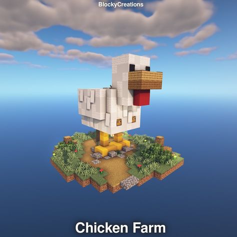 Minecraft Cow Statue, Chicken Statue Minecraft, Chicken House Minecraft, Blockycreations Minecraft, Minecraft Wheat Farm, Chicken Farm Design, Cow Pen, Cow Puns, Minecraft Statues