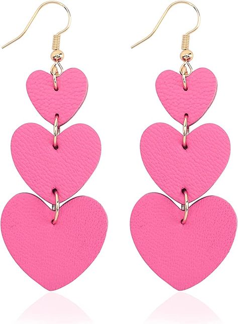 Jagucho Leather Earrings Dangle for Women, Lightweight Heart Earrings Drop for Teen Girls, Valentines Day Gifts for Women Taylor Swift Lover Era, Pink Heart Earrings, Taylor Swift Lover, Leather Heart, Lover Era, Valentine's Day Gift Ideas, Girls Valentines, Heart Drop Earrings, Trendy Earrings