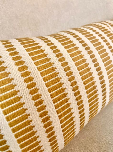 Yellow Lumbar Pillow, Penelope Bourbon, Boho Modern Decor, Gold Pillow Covers, Ochre Color, Double Sided Fabric, Gold Pillow, Apt Decor, Yellow Cushion