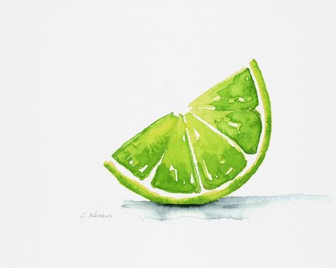 Lime Decor, Lime Green Decor, Painting For Kitchen, Lime Fruit, Lemon Watercolor, Watercolor Eyes, Lemon Art, Painting Kitchen, Watercolor Fruit