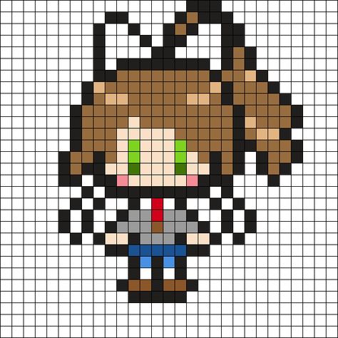 Kandi Patterns for Kandi Cuffs - Characters Pony Bead Patterns Ddlc Pixel Art, Tbhk Perler Beads, Doki Doki Literature Club Perler Beads, Pixel Art Hard, Ddlc Perler Beads, Vocaloid Perler Bead Patterns, Anime Perler Bead Patterns, Perler Bead Vocaloid, Madoka Magica Perler Bead Patterns