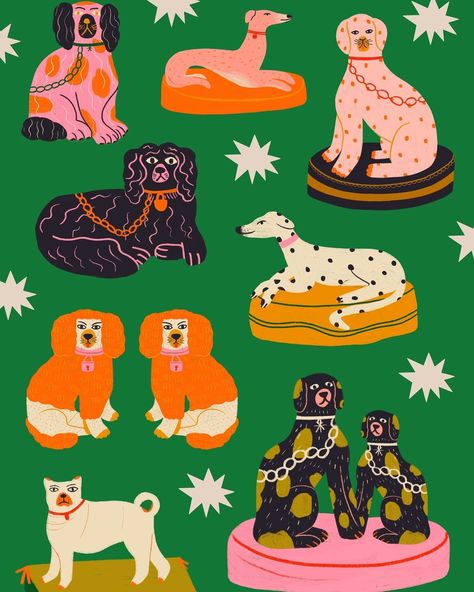 Can you tell I’m obsessed? 😅🐕🐩🐕‍🦺🐶 #illustration #illustrationartists #illustragram #staffordshiredogs #staffordshiredogfigurines | Instagram Fun Pattern Design, Animals In Clothes, Illustration Dog, Dog Illustration Wallpaper, Dog Illustrations, Graphic Dog Illustration, Dog Graphic Design Illustration, Funny Dog Illustration, Retro Dog Illustration