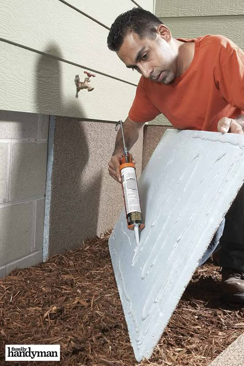 Hide Foundation Of House, Garage Doors Ideas, Winter Home Maintenance, Diy Insulation, Hvac Hacks, Rigid Insulation, Exterior Insulation, Blown In Insulation, House Repair