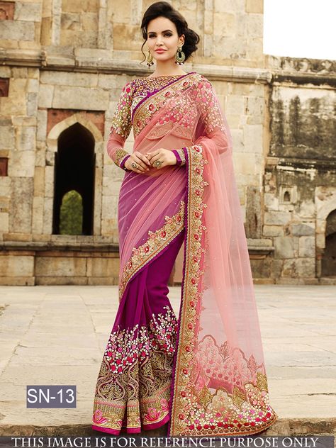 Wedding Sarees Online, Latest Indian Saree, Indian Sarees Online, Patiala Salwar, Wedding Saree Indian, Designer Sarees Online, Embroidery Saree, Half And Half, Designer Lehenga Choli