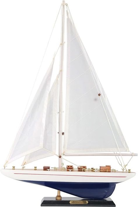 Amazon.com: NAUTIMALL Wooden sailboat decor ship model 19" Enterprise Replica nautical gift for kids boys : Arts, Crafts & Sewing Sailboat Model, Sailboat Decor, Yacht Model, Sailboat Yacht, Wooden Sailboat, Nautical Bedroom, Wooden Ship Models, House Front Porch, Model Sailboat